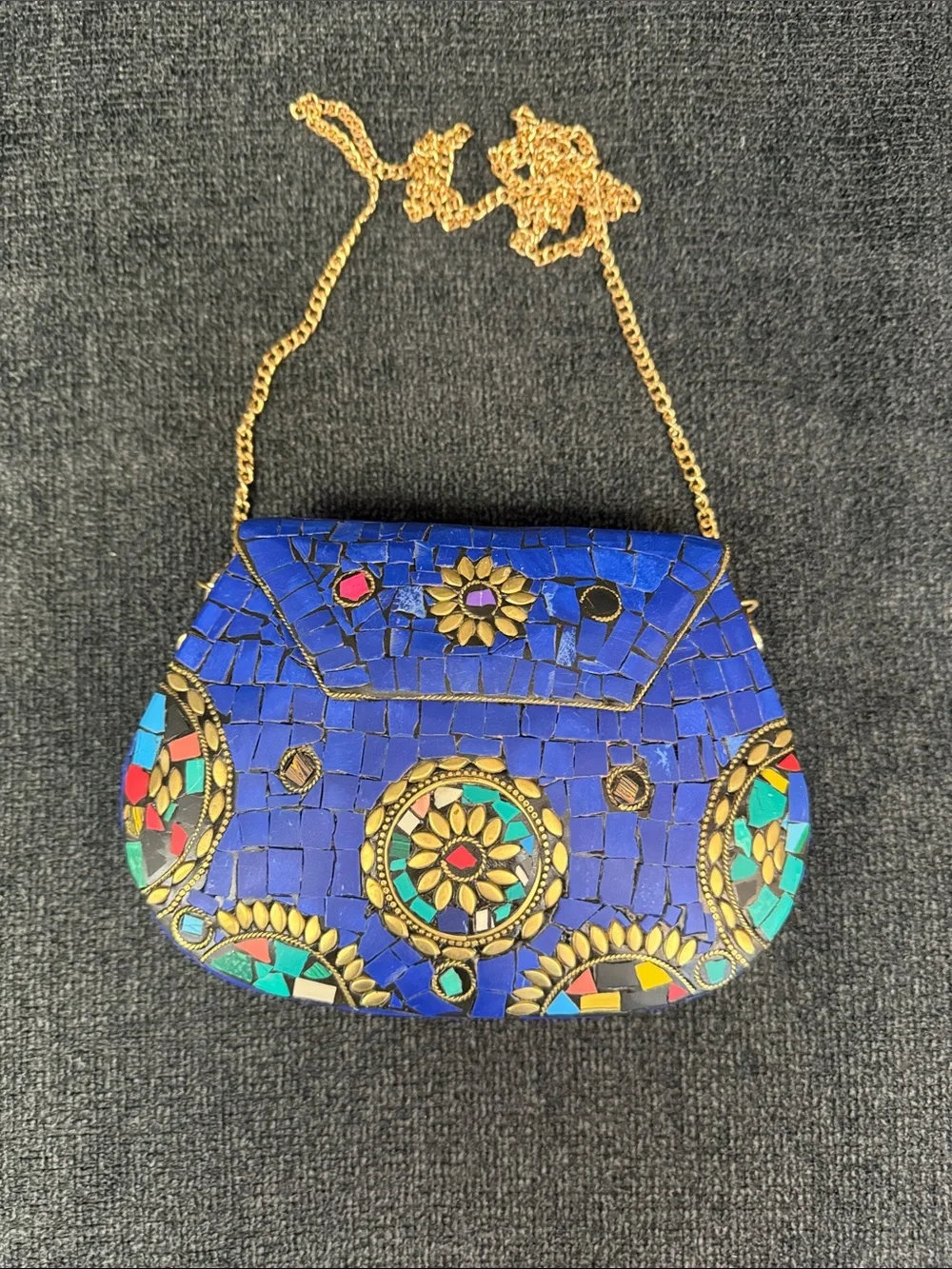 RAMLA Mosaic Floral Accent Chain Shoulder Bag